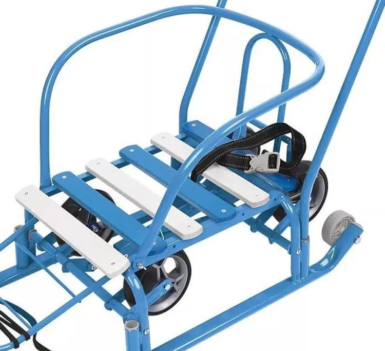 Санки детские с колесами зимние Тимка 5, голубой — картинка 5