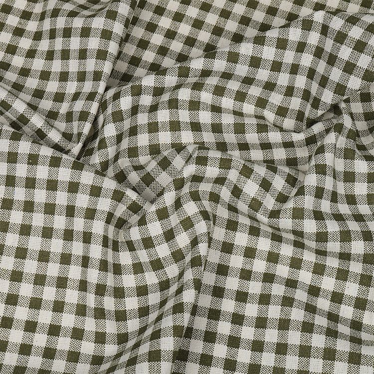 Ткань Лен, 140 г/м², 5 м x 150 см, цвет: оливковый, принт клетка, TBY — картинка 2