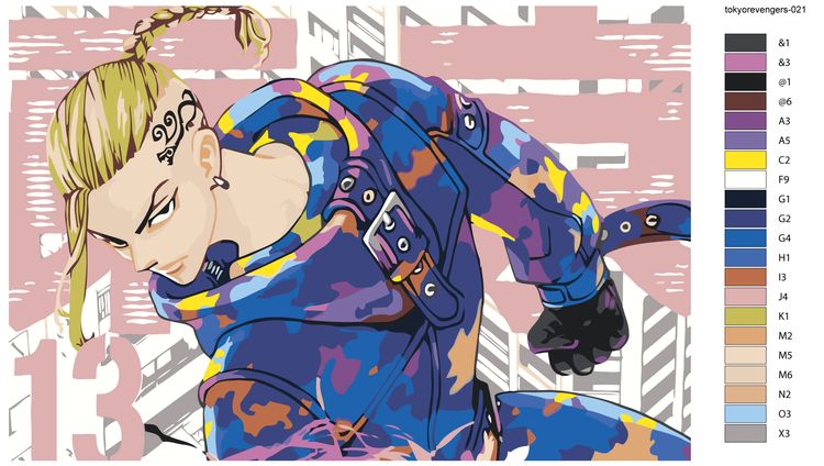 Картина по номерам «Аниме Токийские Мстители: Дракен Арт 2» — картинка 2