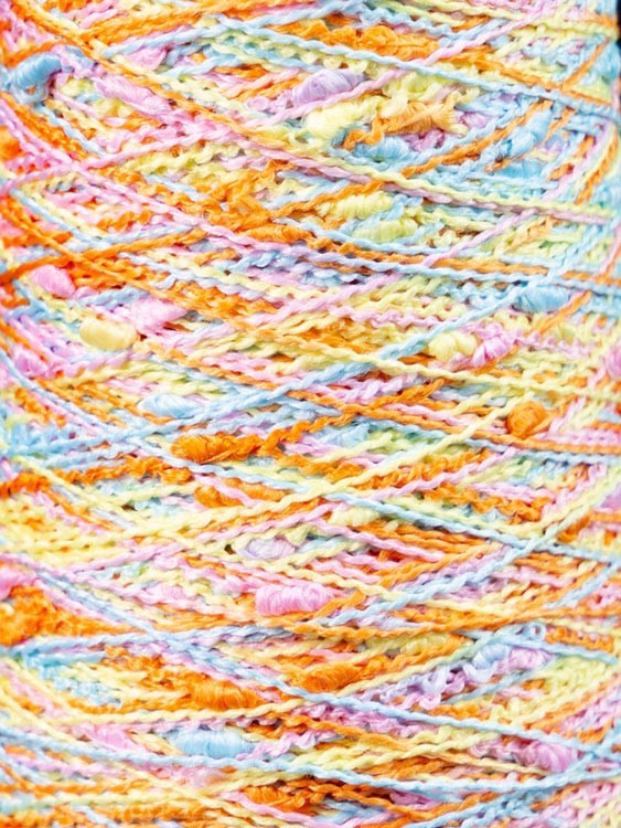 Пряжа бобинная OnlyWe Узелковый люрекс (шишибрики) (Y27), мятный, жёлтый, оранжевый, розовый, 1 шт., 50 г — картинка 2