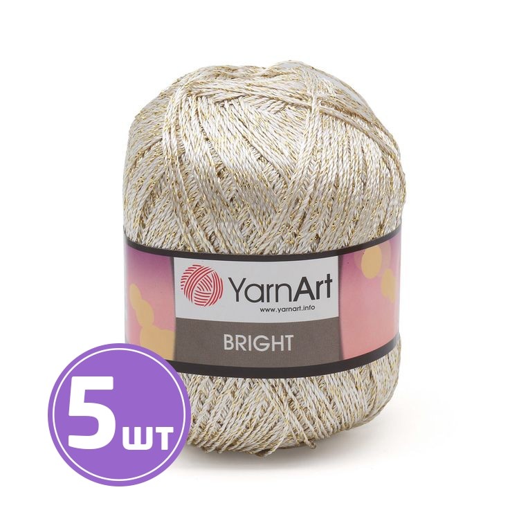 Пряжа YarnArt Bright (101), бело-золотой, 5 шт. по 90 г