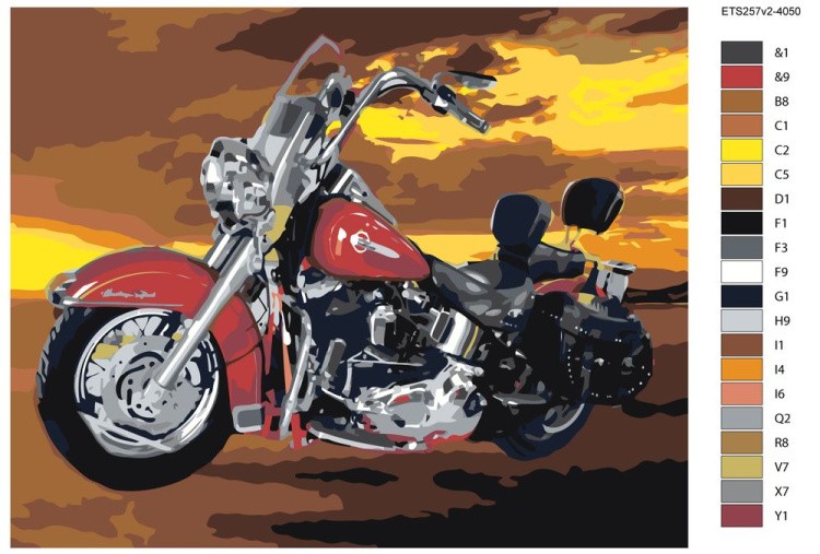 Картина по номерам «Красный мотоцикл» — картинка 2