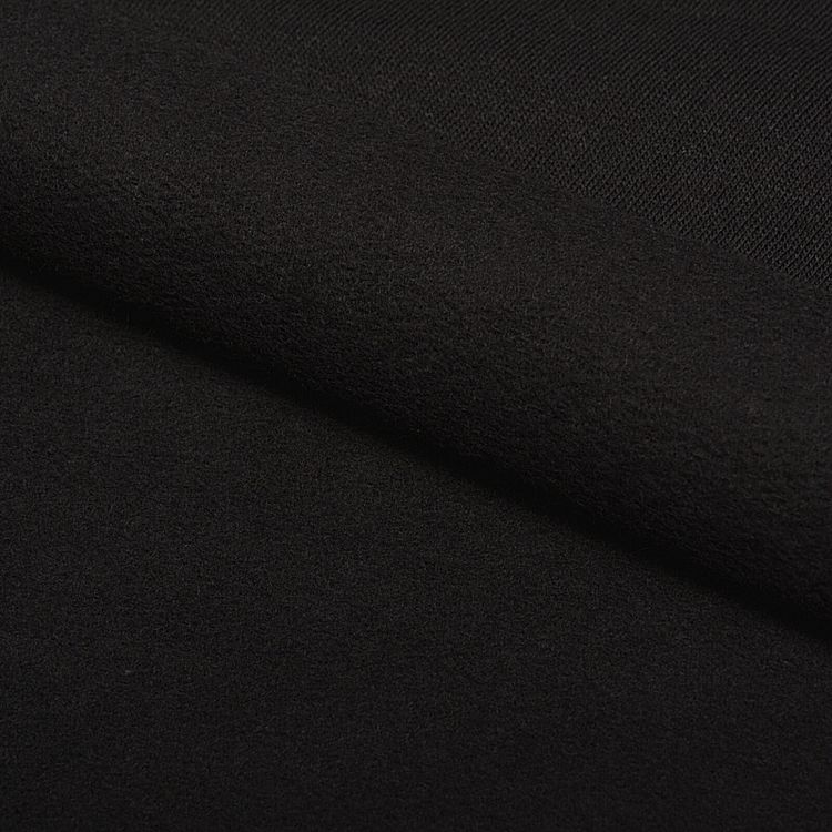 Ткань трикотаж Футер 2х нитка, начес, с лайкрой, 6 м, ширина 200 см, цвет: черный, TBY — картинка 3