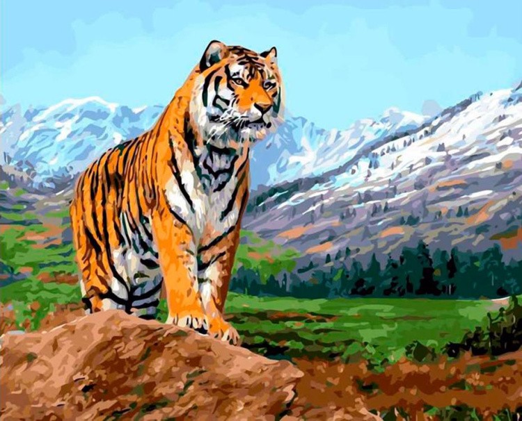 Алмазная вышивка «Тигр на фоне гор»