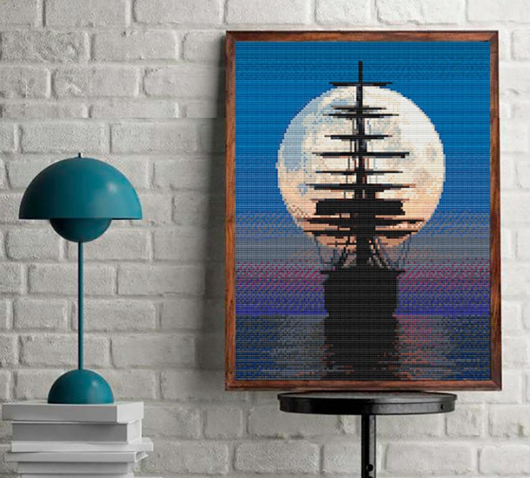 Алмазная вышивка «Парусник в ночи» — картинка 3