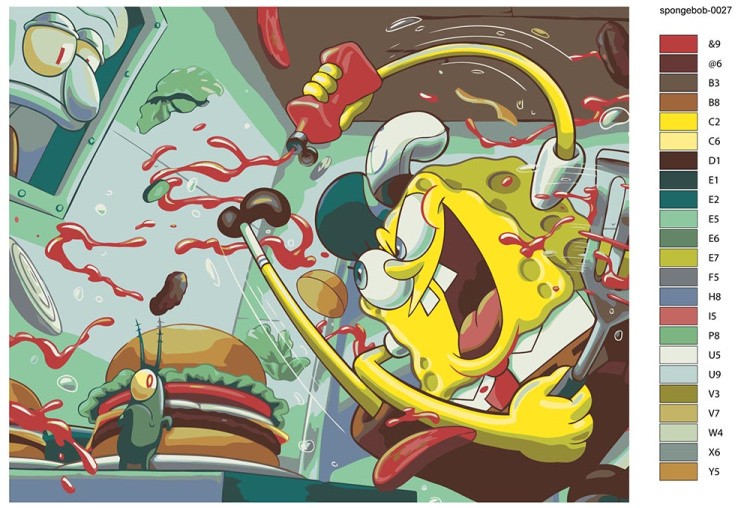 Картина по номерам «Губка Спанч Боб готовит крабсбургеры 2» — картинка 2