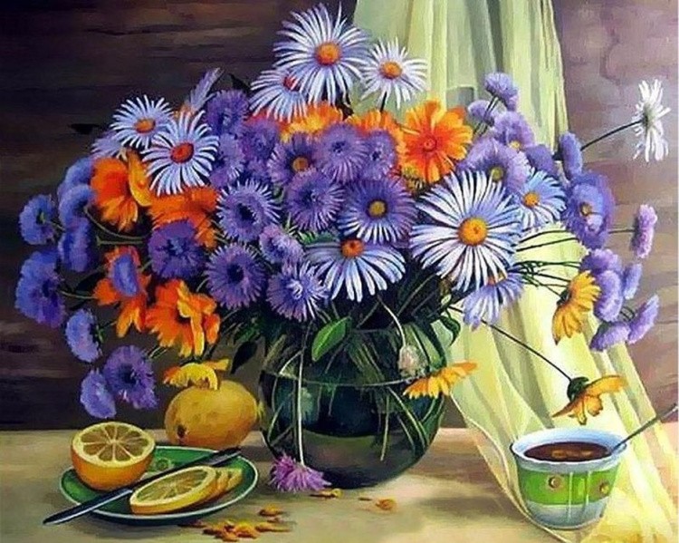 Картина по номерам «Натюрморт с цветами»