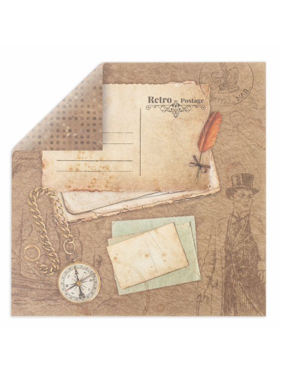 Бумага для скрапбукинга 30х30 см «Ретро», 12 дизайнов — картинка 7