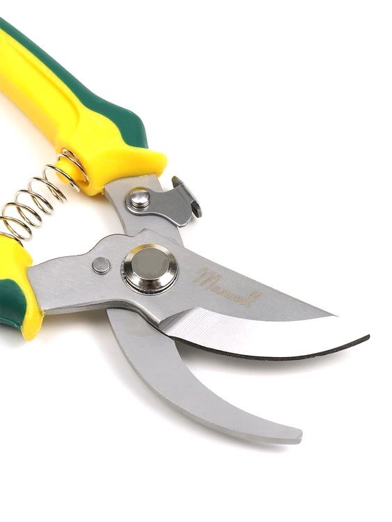 Секатор Maxwell изогнутое лезвие, 60/200 мм, ручки желто-зеленый пластик — картинка 5