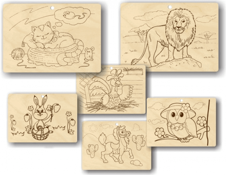 Набор досок для выжигания «Теплые картинки. Животные» — картинка 2