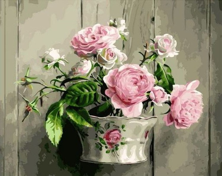 Картина по номерам «Ваза с розами»