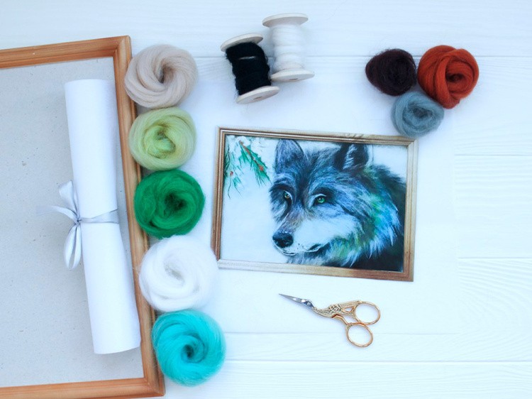 Картина шерстью «Волк» — картинка 2