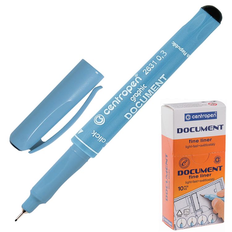 Ручка капиллярная (линер) черная CENTROPEN «Document», линия письма 0,3 мм — картинка 2