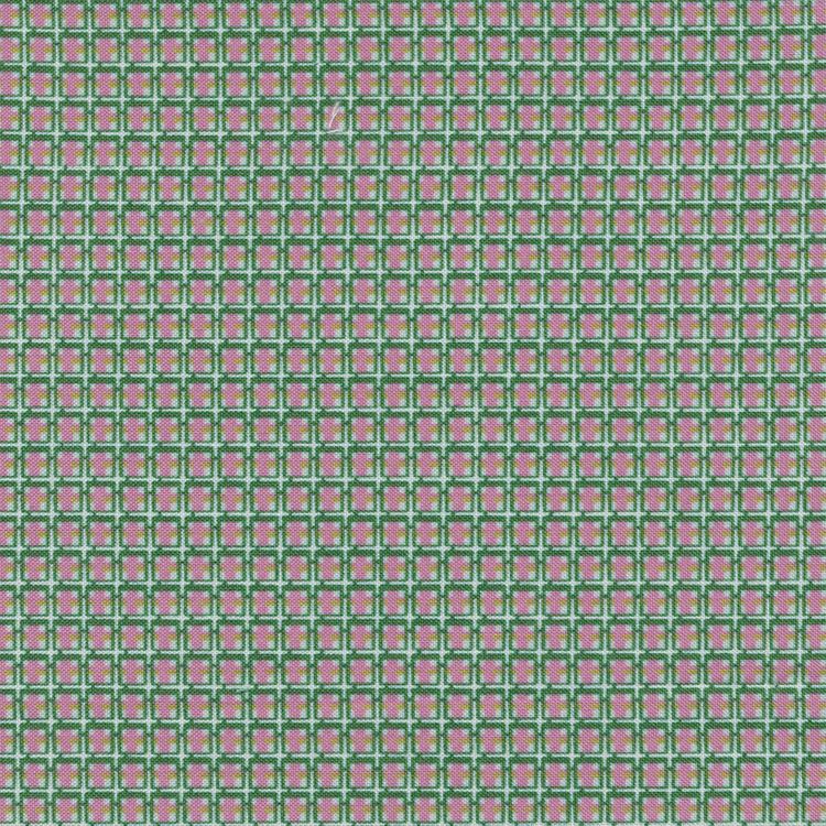 Ткань для пэчворка «БАБУШКИН СУНДУЧОК», 50x55 см, 140 г/м2, 100% хлопок, цвет: БС-21 клетка, ярко-зеленый/розовый, Peppy