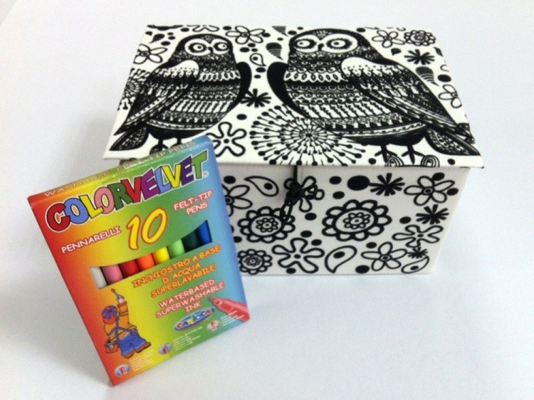 Коробка-раскраска «Совы» + 10 маркеров — картинка 2