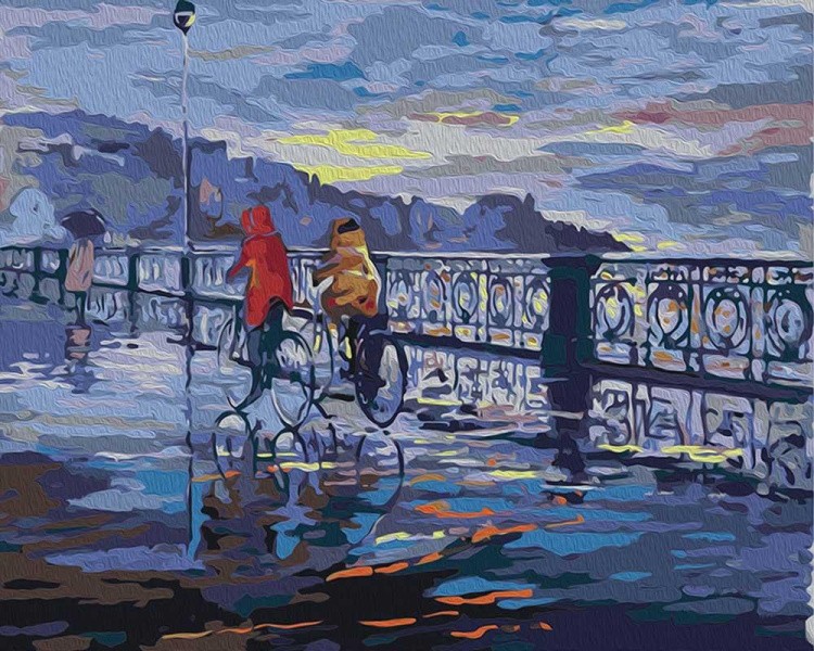 Картина по номерам «Велопрогулка под дождем»