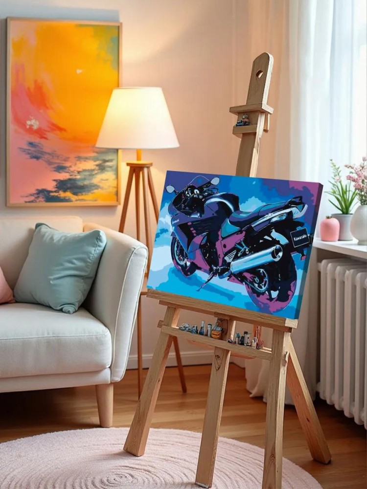 Картина по номерам «Black Kawasaki» — картинка 10