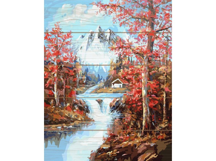 Картина по номерам по дереву Paintboy «Весна в горах»