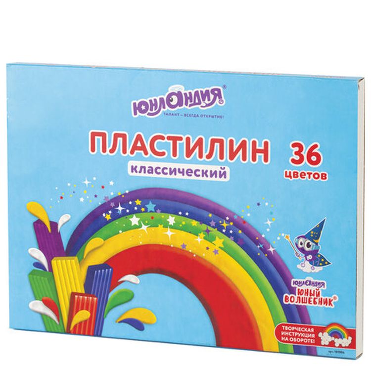 Пластилин классический Юнландия «Юный волшебник», 36 цветов, 720 г, со стеком