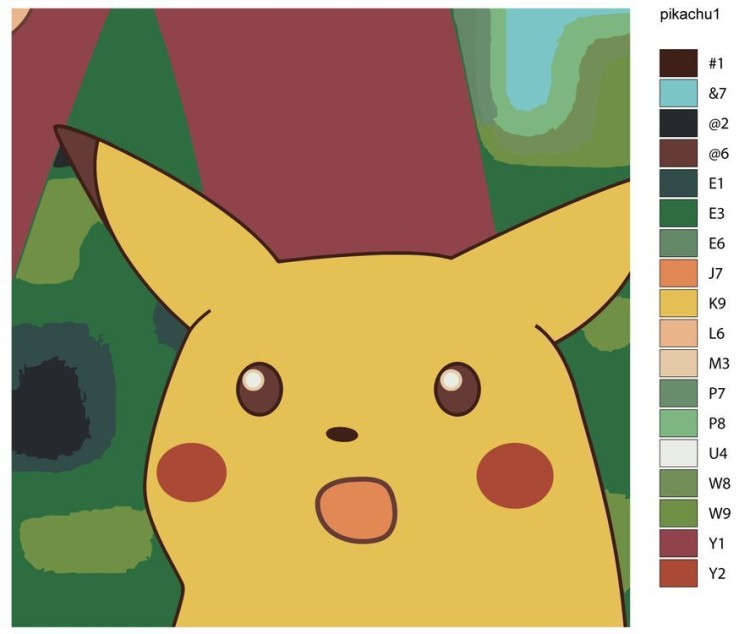 Картина по номерам «Удивленный Пикачу мем» — картинка 2