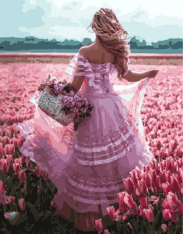 Картина по номерам «Девушка в цветочном поле»