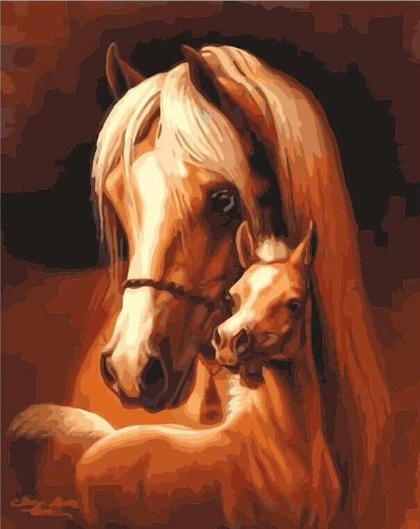 Картина по номерам «Лошадь и жеребенок» Шарлин Линдског-Осорио 