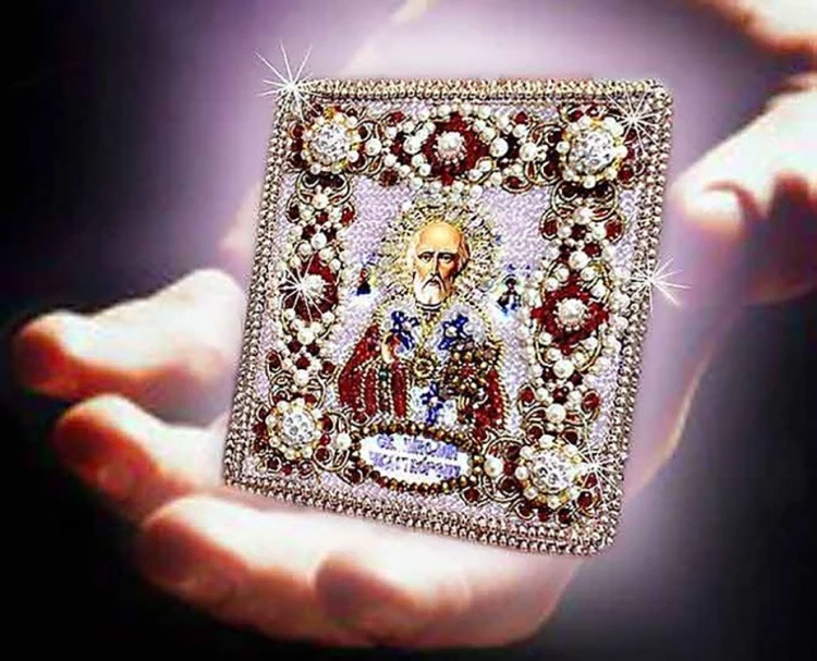 Вышивка Образа в каменьях «Николай Чудотворец (с молитвой)» — картинка 2