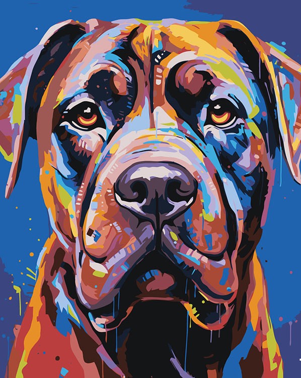 Картина по номерам «Собака Кане корсо красочный арт»