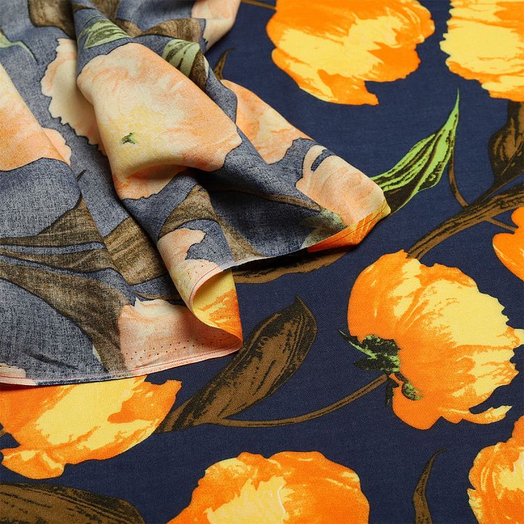 Ткань Штапель с рисунком, 5 м, ширина 145 см, 110 г/м2, цвет: с3 синий, TBY — картинка 4