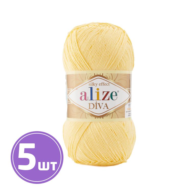 Пряжа ALIZE Diva Silk effekt (187), светло-желтый, 5 шт. по 100 г