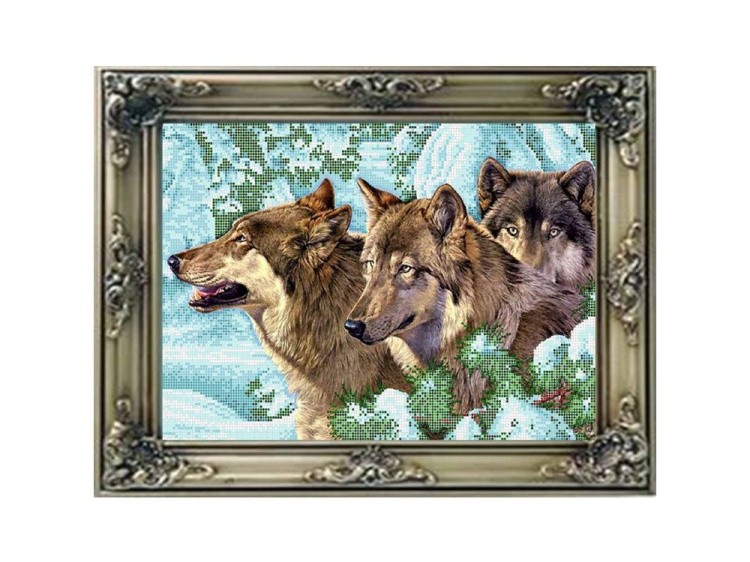 Рисунок на ткани «Волки в лесу»