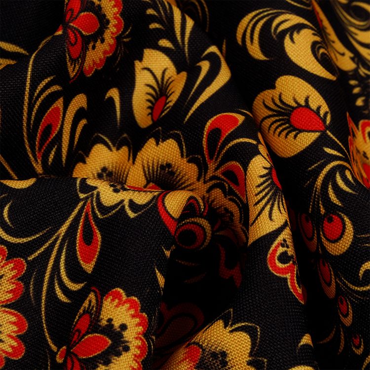 Ткань Габардин, 3 м x 155 см, 140 г/м², цвет: орнамент черный, желтый, IDEAL — картинка 3