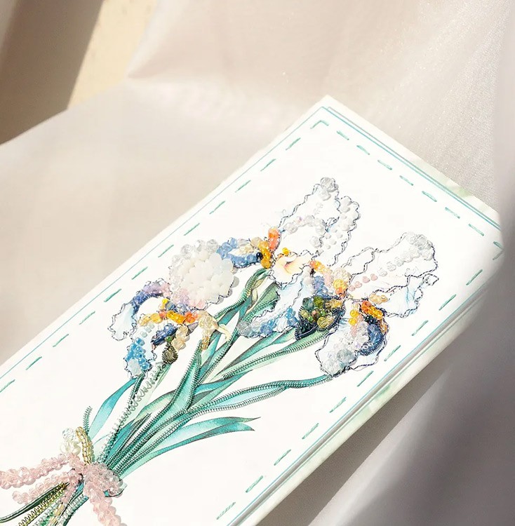 Набор для вышивания хрустальными бусинами открытка-конверт «Ирисы» — картинка 3