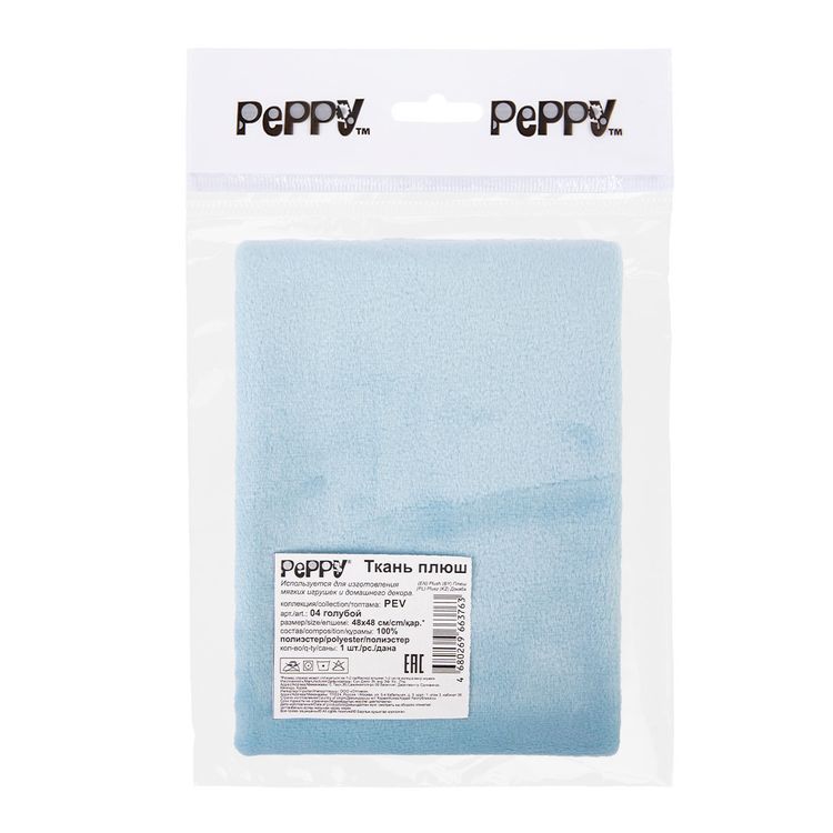 Плюш PEV, 48x48 см, 273 г/м2, 100% полиэстер, цвет: 04 голубой/baby blue, Peppy — картинка 2