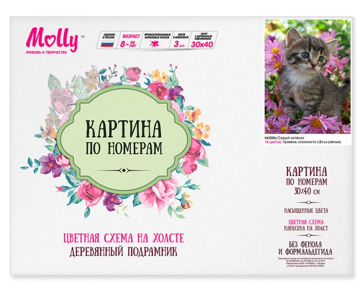 Картина по номерам «Серый котенок» — картинка 2