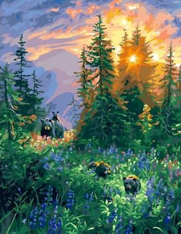 Картина по номерам «Медведи в лесу»