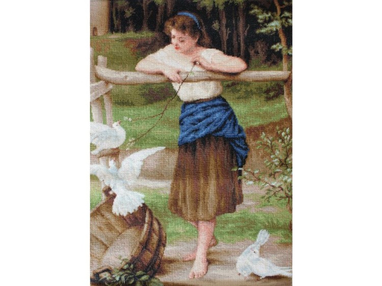 Набор для вышивания «Девушка дразнящая голубей»