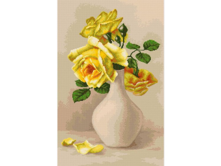 Набор для вышивания «Желтые розы в вазе»