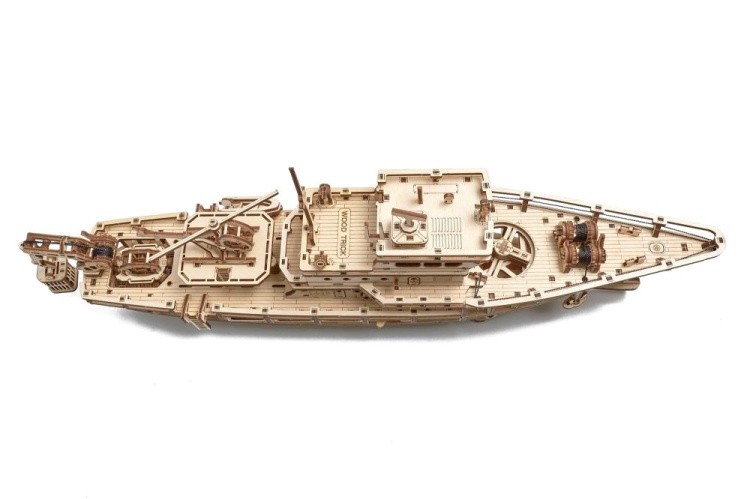 Механическая деревянная сборная модель Wood Trick «Исследовательская Яхта (Корабль)» — картинка 8