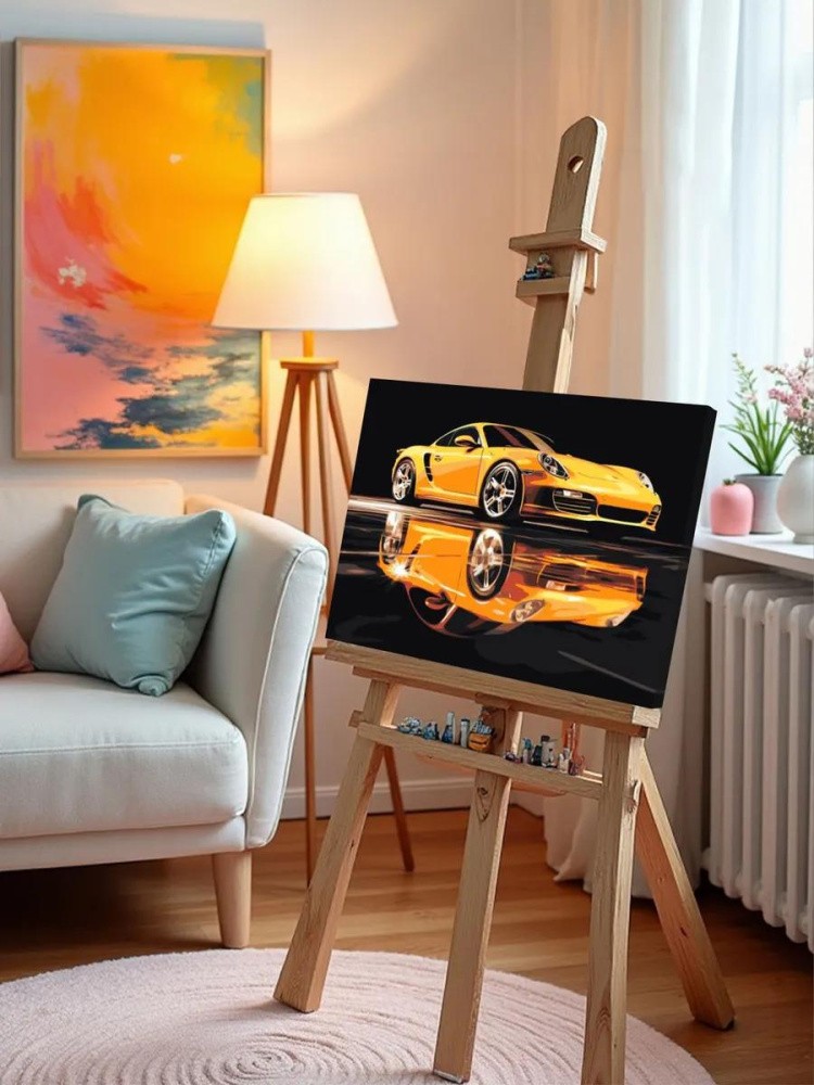 Картина по номерам «Машины: Порше на черном фоне» — картинка 9