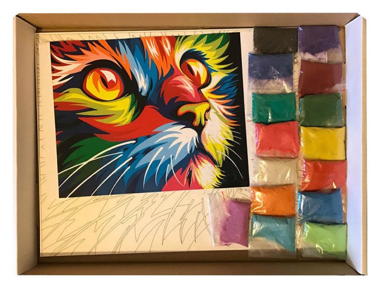 Картина цветным песком «Кот» — картинка 8