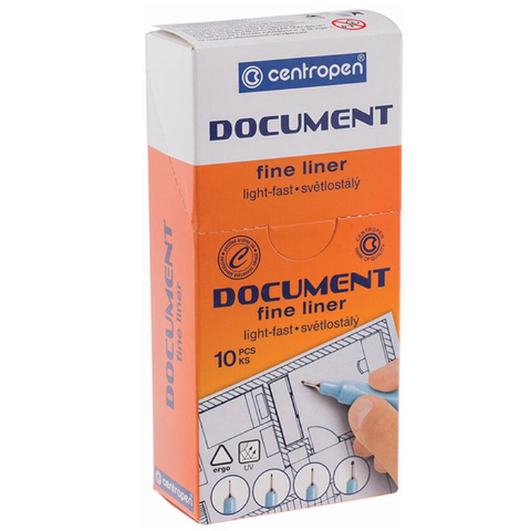 Ручка капиллярная (линер) черная CENTROPEN «Document», линия 0,1 мм — картинка 3