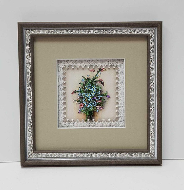 Вышивка Образа в каменьях «Бутоньерка с незабудками» (магнит) — картинка 3
