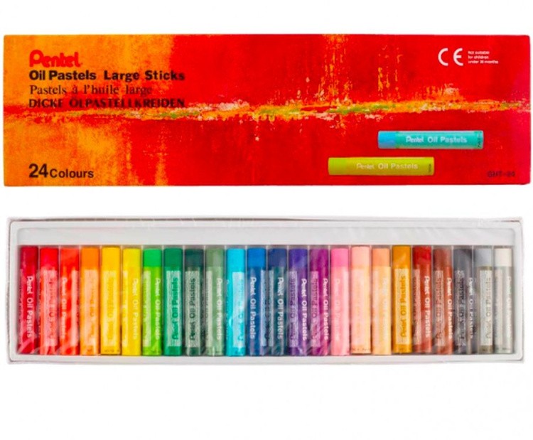Пастель масляная Pentel Arts Oil Pastels Large Sticks, 24 цв. — картинка 2