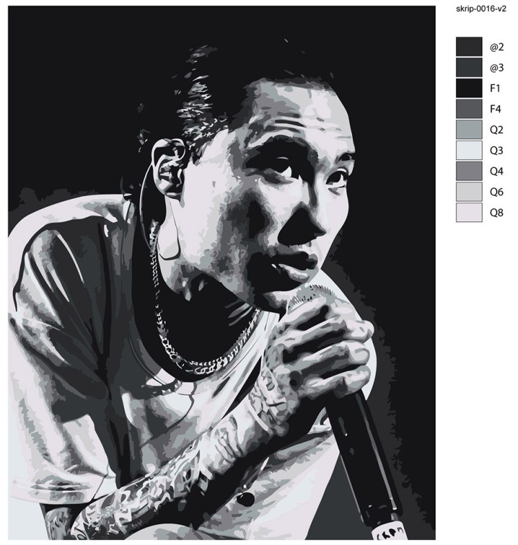 Картина по номерам «Скриптонит рэпер Адиль: чернобелая 40х50» — картинка 2