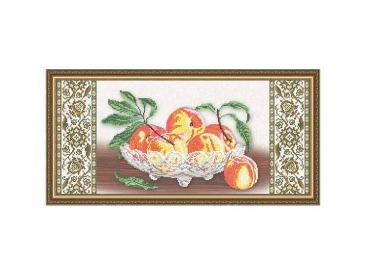 Рисунок на ткани «Хрусталь. Персики на бежевом»