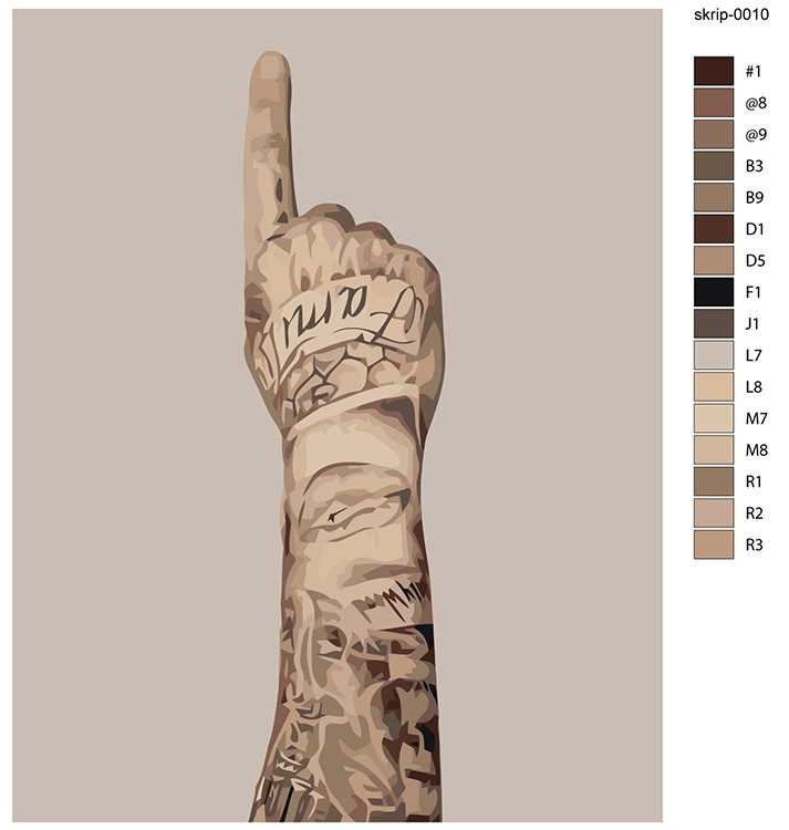 Картина по номерам «Скриптонит рэпер Адиль: рука с тату» — картинка 2