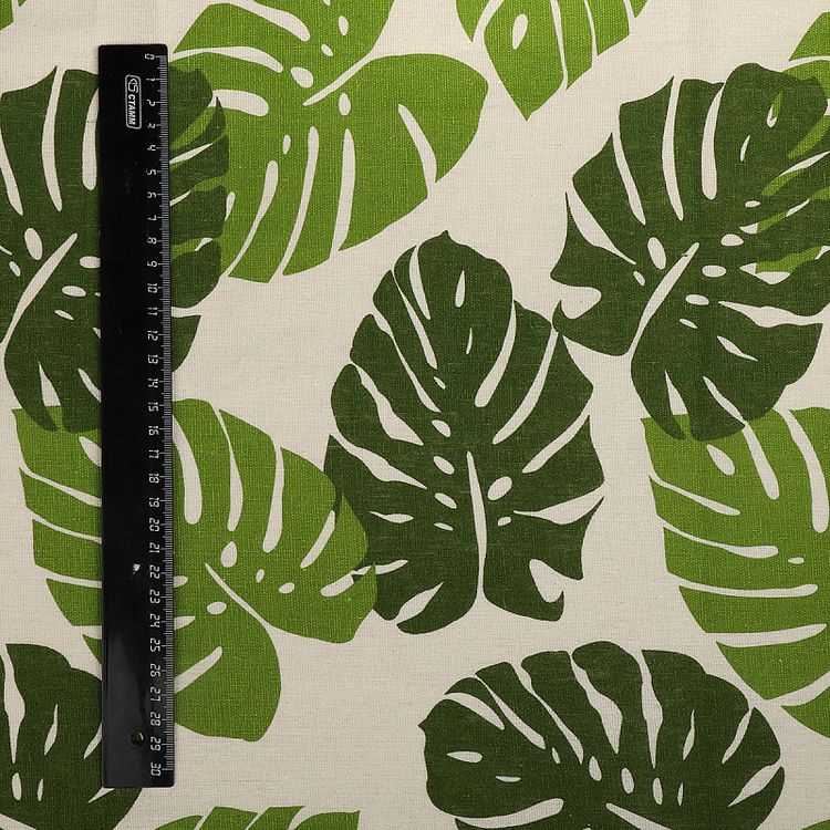 Ткань Лен, 140 г/м², 5 м x 150 см, цвет: белый, растительный принт, TBY — картинка 6