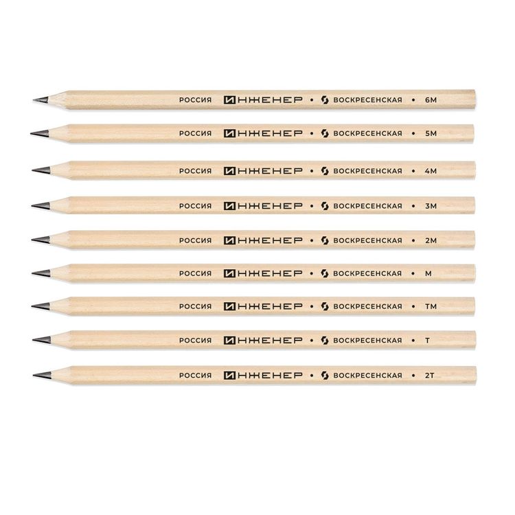 Набор графитных карандашей ВКФ Инженер ОПП ассорти, 12 шт. — картинка 2