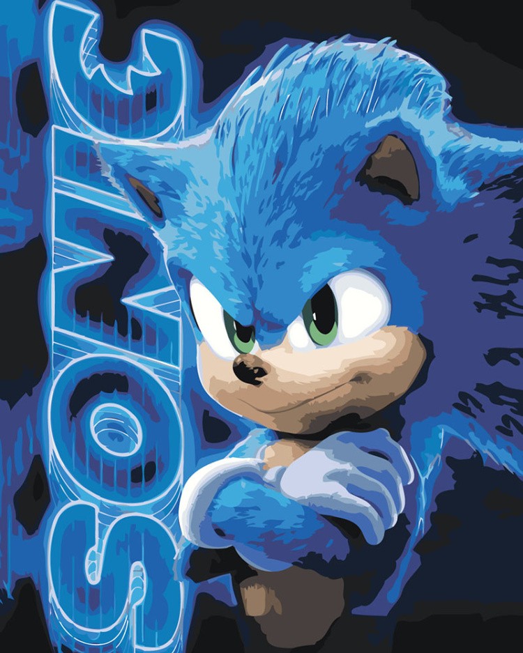Картина по номерам «Кино Соник Sonic: ёж крупным планом»